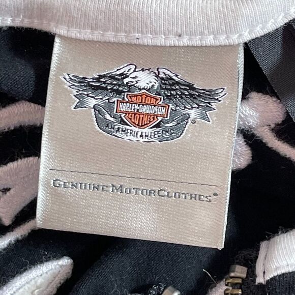Harley Davidson Black Colorblock Half Zip Top Sz L - Picture 4 of 6